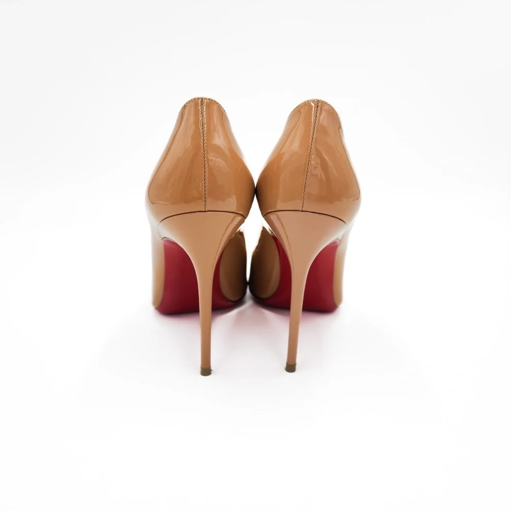 Christian Louboutin Kate 100 Beige Nude Patent Leather Pumps Heels EU 37.5 - Picture 6 of 9